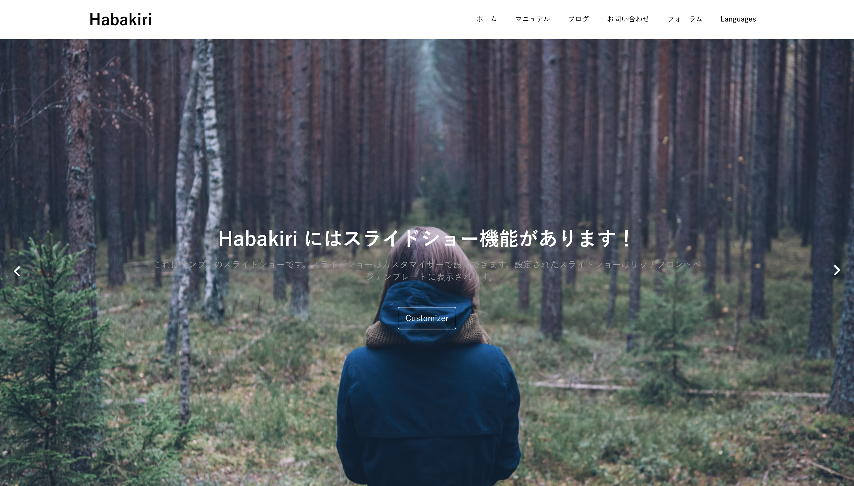 Wordpressのコーポレートサイト無料テーマのHabakiriのコンテンツ